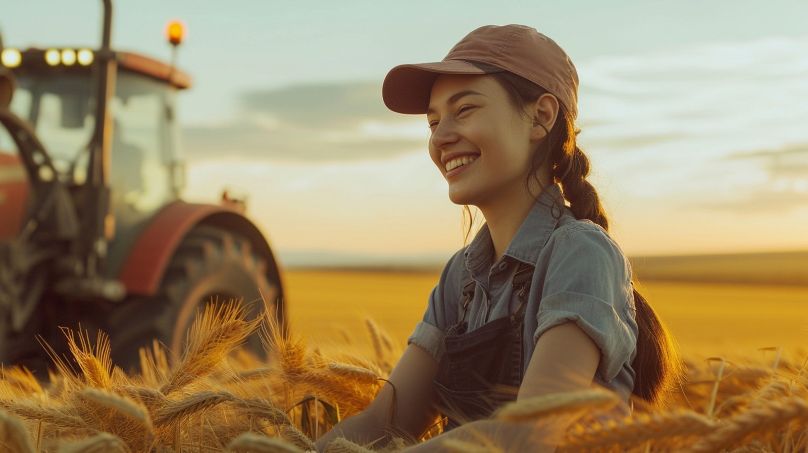 Productora agrícola en el campo
